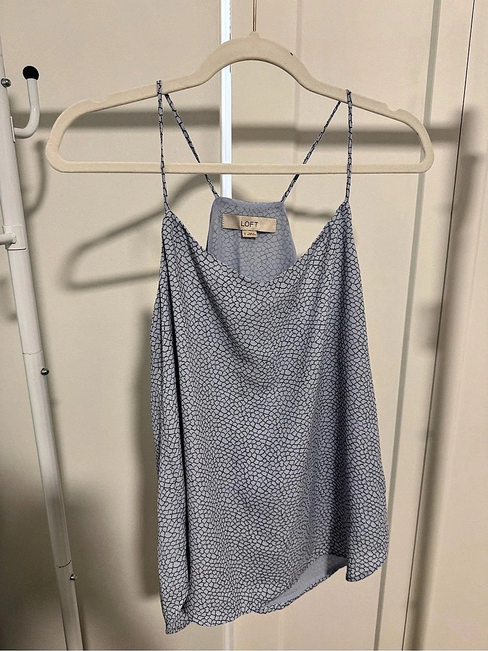 LOFT Geometric Cowl Neck Top in Blue Size Small Like New